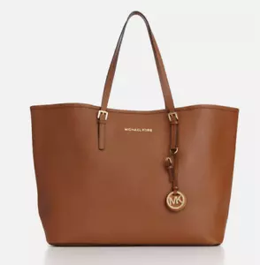 NEW! Michael Kors Jet Set Travel Med. Saffiano Leather Tote-Luggage Brown $298 - Picture 1 of 4