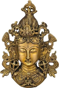 Handcrafted Traditional Goddess Tara Wall Hanging Mask Decorative Statue - Picture 1 of 1