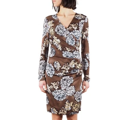 Vestido Blumarine Para Mujer Viscosa Marrón Floral Detalle Joyas Talla IT 44 / US 8 Foto 1 de 4