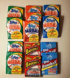 HUGE LOT OF 200 OLD UNOPENED TOPPS BASEBALL CARDS IN PACKS! 1987-1992 TOPPS ONLY - Picture 1 of 1