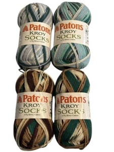 Patons Kroy Socks Yarn : Lot of 4: 2 Woodsie, 2 Landscape Stripes- wool/nylon - Picture 1 of 6