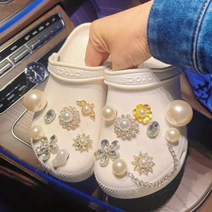 Crystal Diamond Pearl Shoes Chain Decor Shoes Buckle Decorations Gift - Picture 1 of 12