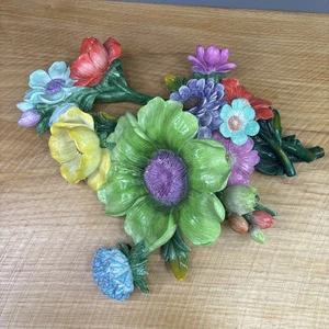 MacKenzie Childs Green Flower Market Wall Art Resin Garden Series 15x13" Read - Picture 1 of 11