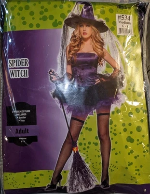 Disfraz de bruja araña Mystery House para mujer, púrpura/negro, mediano Foto 1 de 2