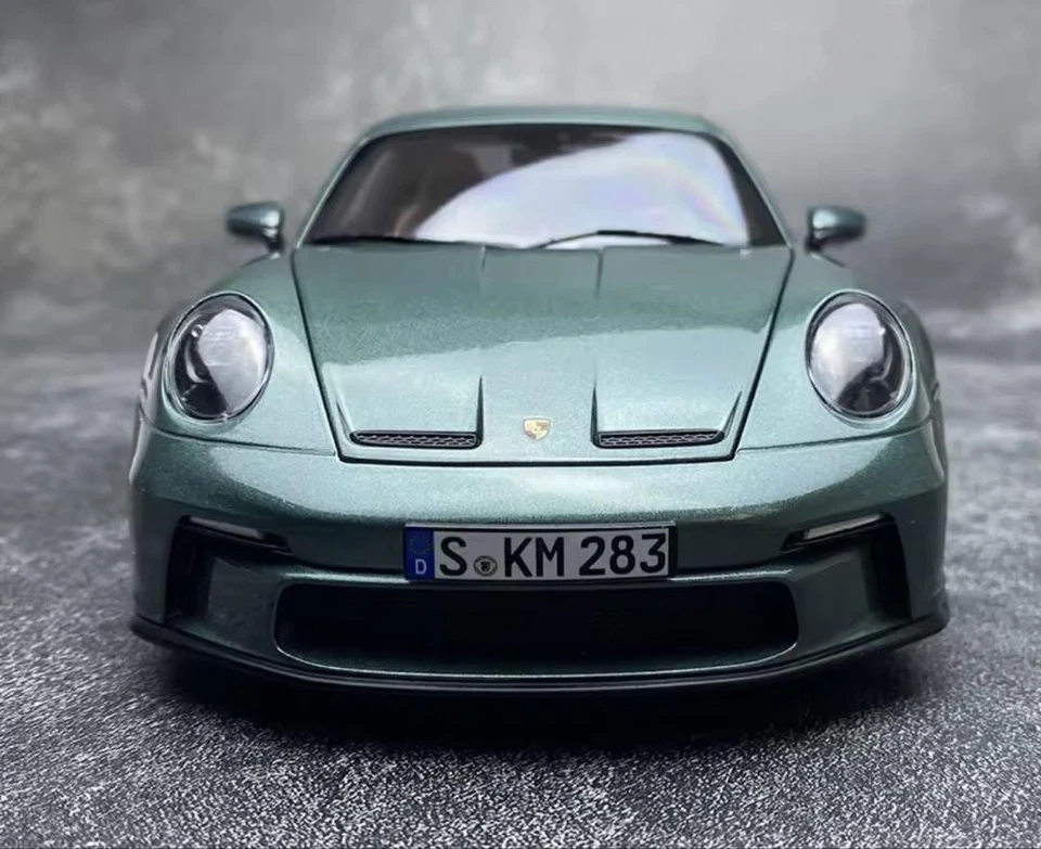 Porsche 1/18 Scale Norev Diecast Model Car Metallic Green Replica For Collectors - Image 1 of 4