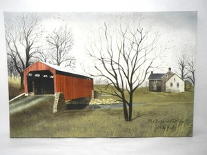 Red Bridge at Pool Forge by Billy Jacobs Canvas Wall Art 18"x12"x1" - Picture 1 of 1