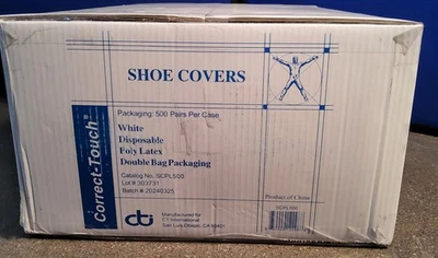 500 Pairs Correct-Touch White Disposable Shoe Covers SCPL500 New - Image 1 of 3