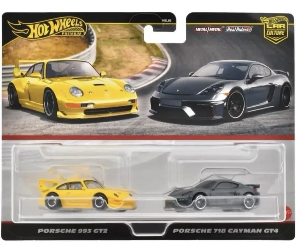 Hot Wheels Premium Car Culture Porsche 911 993 GT2 & 718 Cayman GT4 Twin 2 Pack