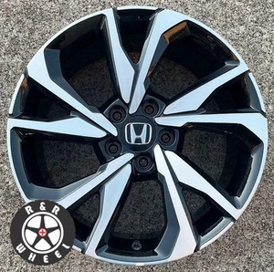 HONDA CIVIC 2017-2021 OEM Wheel 18" Rim Black/CNC 64108 64113 w/ Cap #R - Picture 1 of 1