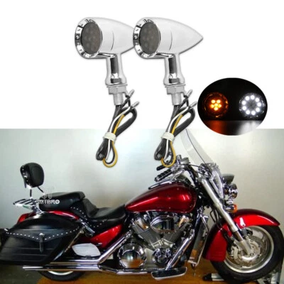For Kawasaki Vulcan 800 750 VN Chrome Bullet Motorcycle LED Turn Signals Blinker - Image 1 of 4