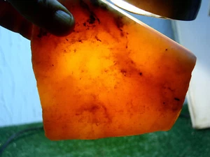 Thick GEM ORANGE ALABASTER Translucent Slab 1.8 Pounds Lbs - Picture 1 of 3