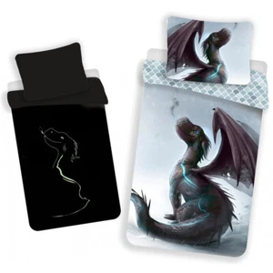 Dragon Single Duvet Cover Set 100% COTTON 140 x 200 cm GLOW IN DARK Effect - Picture 1 of 1