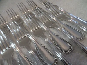 11 Dessertgabeln Vorspeisen Metall versilbert Ercuis Perlen 16,5 cm - Bild 1 von 8