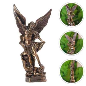 12" Archangel St. Michael Slaying Demon Statue Resin Figurine Home Garden Decors - Picture 1 of 8