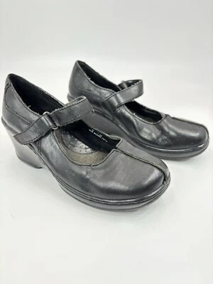 BORN Women's Size 8M Black Leather Buckle Strap Lezlie Mary Jane Heels Clogs - Image 1 of 4