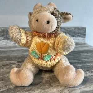 Hug Fun Vintage Cow in Sweater Plush Animal 1999 Ages 3 and Up Collectible Tulip - Picture 1 of 11