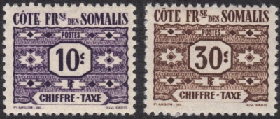 1947 Somali Cost-SC# J39-J40 - Postage Due Stamp - 2 Different Stamps - M-H -1 - Image 1 of 2