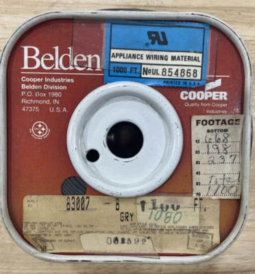Belden 83007 0081000 Hook-Up Wire, 1C, 20 AWG, 19x32, Gray 1,080 ft. Spool - Image 1 of 3
