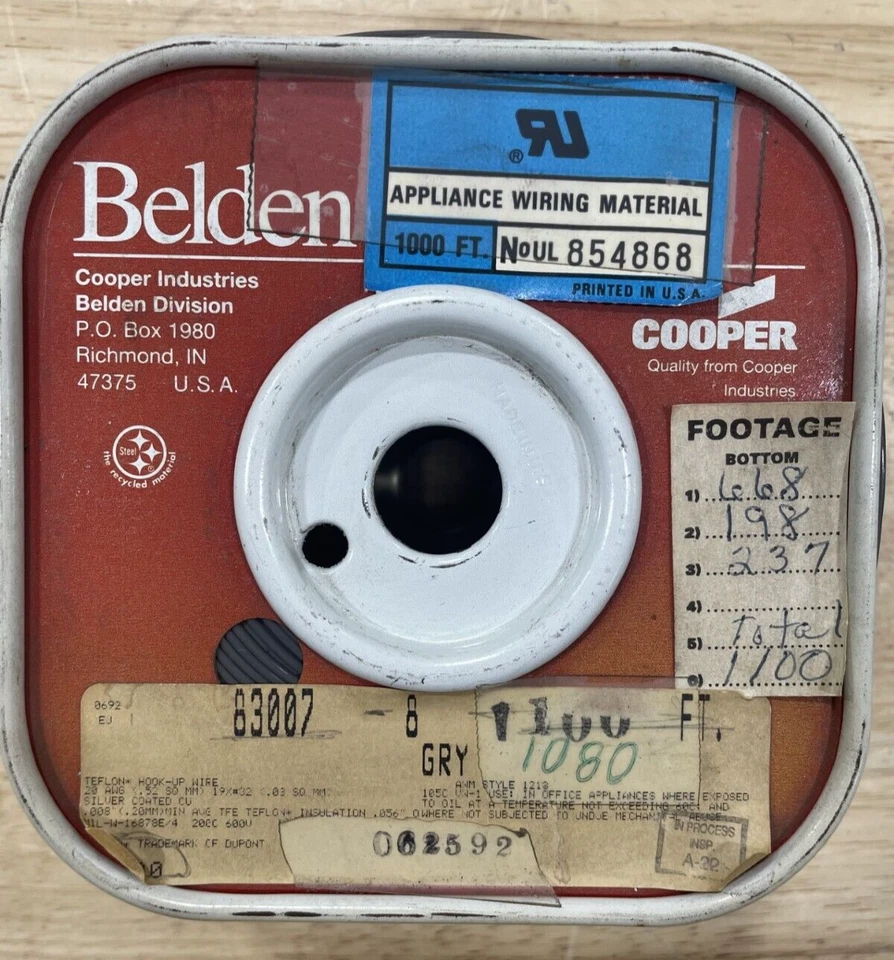 Belden 83007 0081000 Hook-Up Wire, 1C, 20 AWG, 19x32, Gray 1,080 ft. Spool - Image 1 of 3