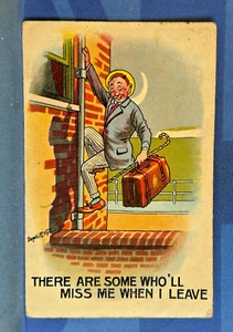 Unbranded Donald McGill Comic Postcard 1914 SOME MISS ME WHEN I LEAVE No A 1382 - Imagen 1 de 2