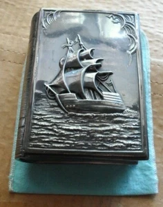 Jennings Brothers 1900 scharniert & gefüttert Mayflower Gefäß Buch Schmuck Box TOP - Bild 1 von 11