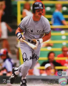 Camiseta deportiva autografiada de Don Mattingly de los Yankees de Nueva York 8x10 gris-Beckett con holograma *Negra - Imagen 1 de 2