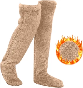 Snuggs Socks, Plush Long Socks Women, over Knee High Long Fuzzy Socks Plush Slip - Picture 1 of 12