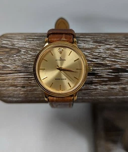LE CHATEAU WOMENS DRESS WATCH 2011L GENUINE LEATHER BAND 18K GOLD PLATED DIAL - Picture 1 of 12