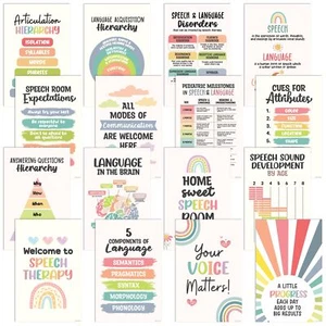 Decorably 16 Speech Therapy Posters for Classroom - 11x17in Speech Therapy De... - Picture 1 of 6