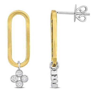 Amour 14K 2-Tone Yellow and White Gold 1/3 CT TDW Diamond Dangle Earrings Foto 1 de 4