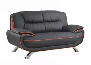 64 Black And Silver Faux Leather Loveseat - Picture 1 of 1