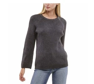 Fever Women's Long Sleeve Ribbed Sweater, Gray, Size XS - Picture 1 of 3