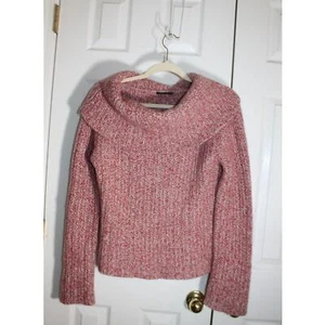 Elie Tahari 100% Cashmere Red Marled Yarn Cowl Neck Sweater sz M - Picture 1 of 4