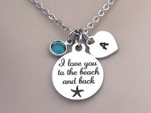 Collar estrella de mar I Love You to The Beach and Back, collar inicial estrella de mar - Imagen 1 de 6