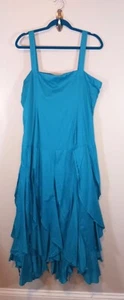 Whimsy Fairy Rüschen Witchy Baumwolle gefüttert Maxi blau Damen Kleid Gr. 18 - Bild 1 von 7