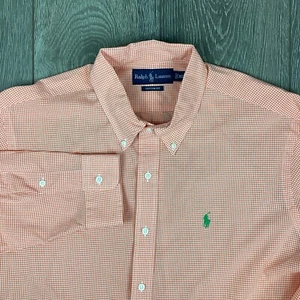 Ralph Lauren Button Down Shirt Long Sleeve Plaid Orange Men’s XL - Picture 1 of 5