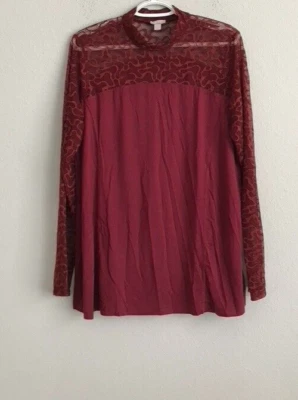 LOGO Layers by Lori Goldstein 模拟领上衣带蕾丝 - 赞珠 (Sz L) a628694 - — 第 1/4 张图片