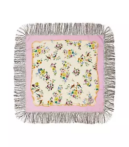 Tory Burch Scarf NWT Porcelain Floral Silk Large Square Long Fringe Retail $278 - Picture 1 of 12
