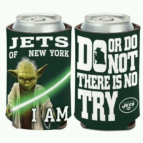 NEW YORK JETS STAR WARS YODA SOFT FOAM CAN BOTTLE COOZIE KOOZIE COOLER HOLDER - Image 1 of 1