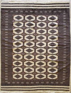 Rugstc 6x9 Bokhara Jaldar White Area Rug, Hand-Knotted,Geometric with Wool Pile - Picture 1 of 5