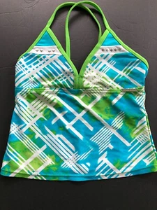 Zero X Posur Girls Halter Swimtop. White/Sky Blue/Lime Green (7) - Picture 1 of 4