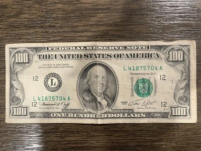 1974 Old Hundred dollar bill  - Image 1 of 2