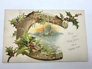 Used Antique New Year Postcard-Made In Germany-“May Your New Year Be A Happy One - Picture 1 of 6