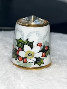 Vintage Thimble Royal Sutherland China with Swarovski Crystal - Picture 1 of 5