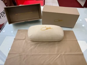 New Authentic Cazal Beige Suede Case w/ Cleaning Cloth - Picture 1 of 6
