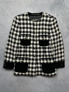 Abrigo Chaqueta Blazer Mujer ESCADA Cuadros Lana Tweed Talla 42 - Imagen 1 de 24