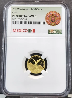 2023 MEXICO GOLD 1/10 ONZA LIBERTAD NGC PF 70 ULTRA CAMEO PERFECT 1/10 OZ - Image 1 of 3