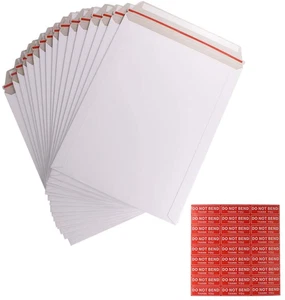100 Pack 9X12 Inch Self Seal Photo Document Mailers Stay Flat White Cardboard En - Picture 1 of 12