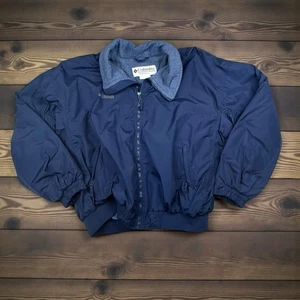 Chaqueta Bomber Columbia Grande Para Hombre Forrada de Vellón Azul Marino Años 80’s-90’s Retro - Imagen 1 de 6