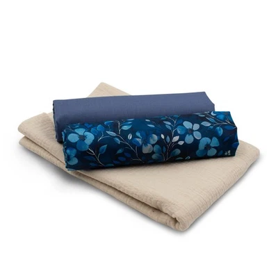 Stoffpaket 2x Baumwollstoff + 1x Musselin Double Gauze je 0,5m zum nähen Set 21 - Bild 1 von 4